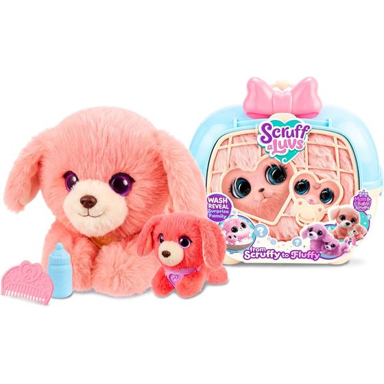 ScruffaLuvs Mom & Baby Scruffs Retriever Family plush with carrier